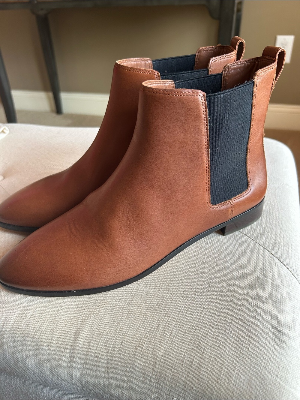 J. Crew Women's Tan Leather Chelsea Ankle Boots